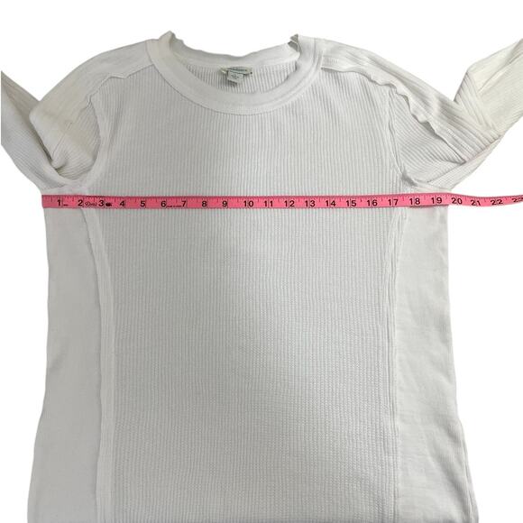 Sundance Waffle Knit Crewneck Long Sleeve Shirt Size Large Velvet Trim Boho - Picture 7 of 10